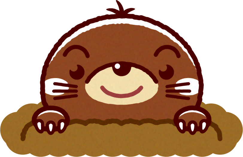 土から顔を出すモグラのイラスト