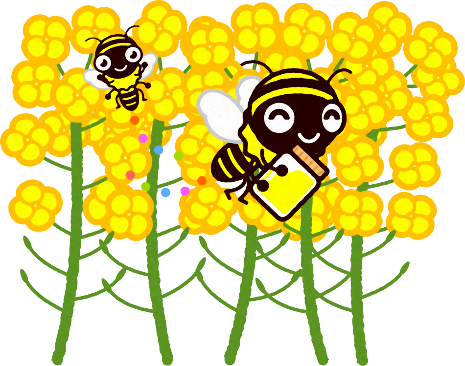 菜の花とミツバチのイラスト