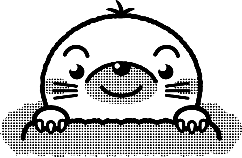 土から顔を出すモグラのイラスト/モノクロ