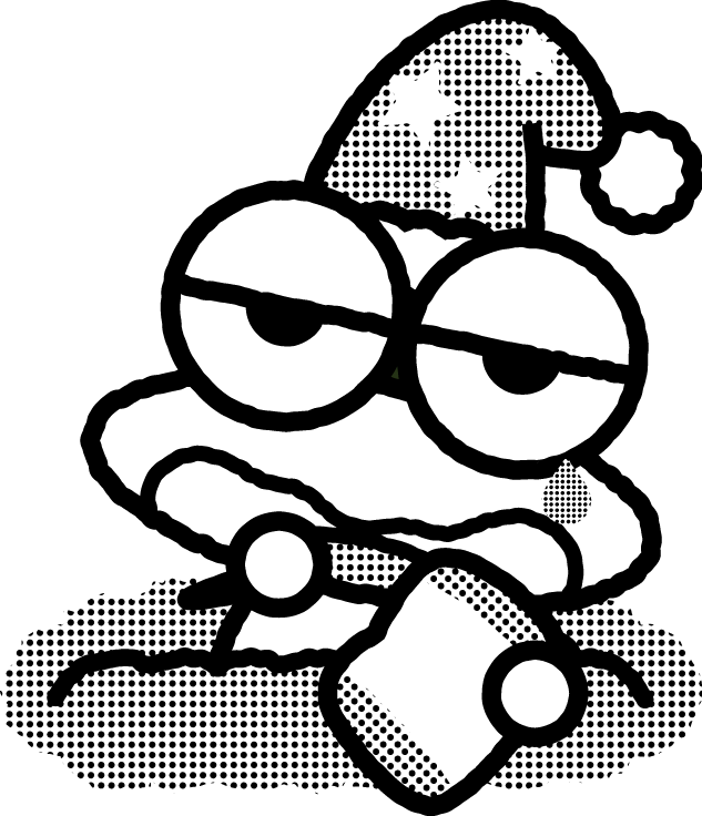 冬眠から目覚めたカエルのイラスト/モノクロ