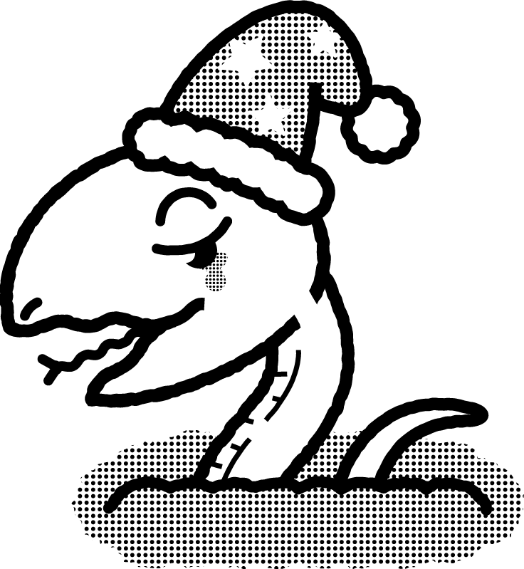 冬眠から目覚めたヘビのイラスト/モノクロ