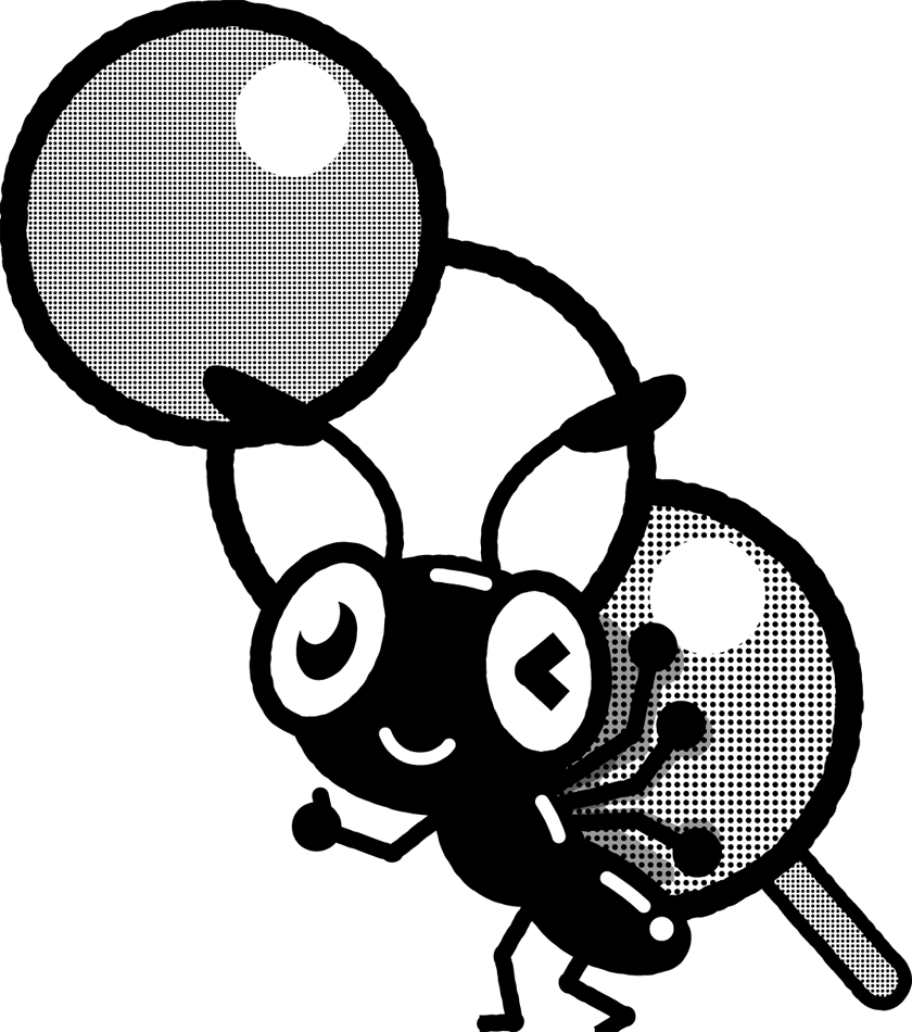 花見団子を背負ったアリのイラスト/モノクロ