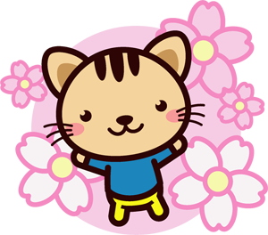 猫と桜のイラスト