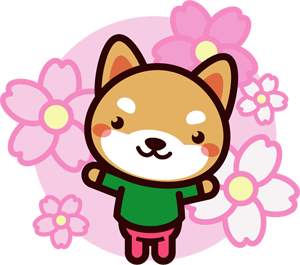 柴犬と桜のイラスト