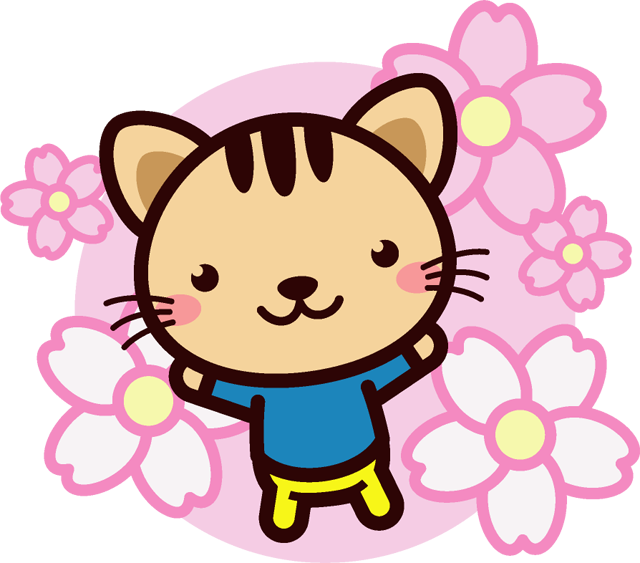 猫と桜のイラスト