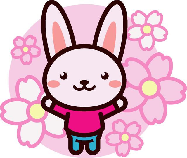 うさぎと桜のイラスト