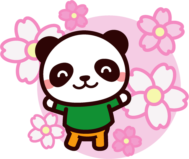 パンダと桜のイラスト