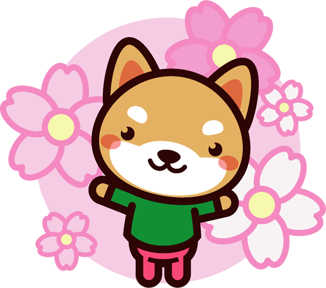 柴犬と桜のイラスト