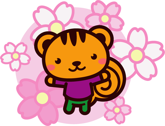 リスと桜のイラスト