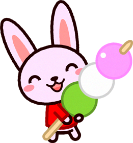 花見団子を持つウサギのイラスト
