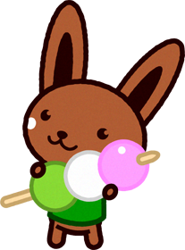 花見団子を持つ野ウサギのイラスト