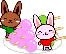 花見団子とウサギのイラスト