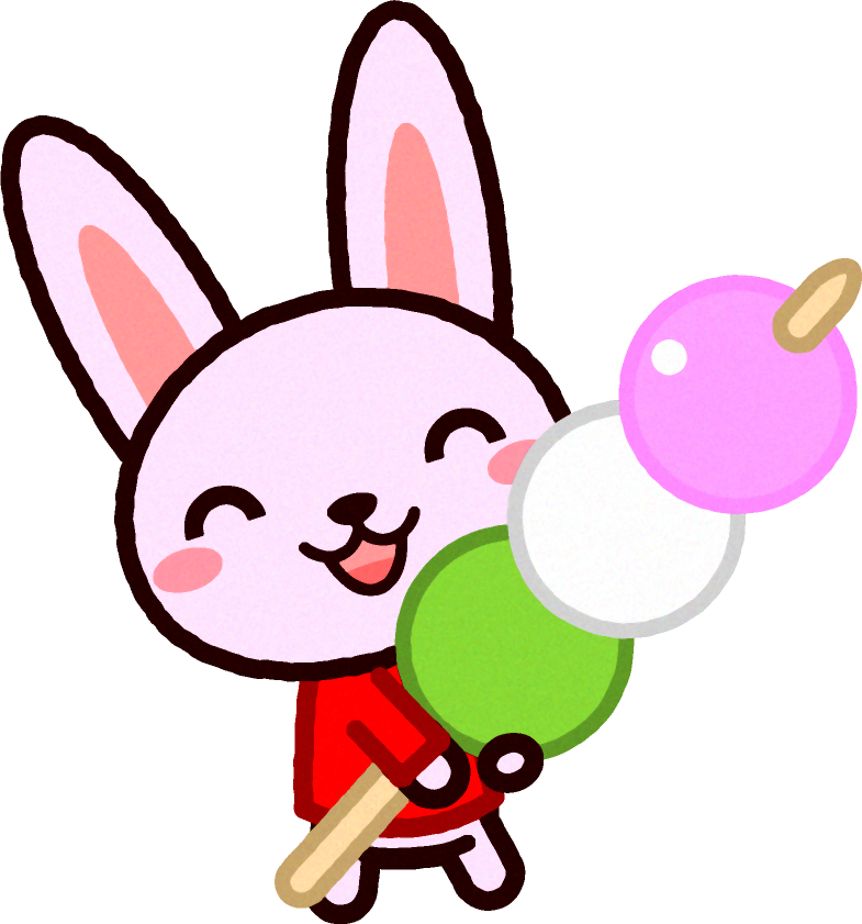 花見団子を持つウサギのイラスト