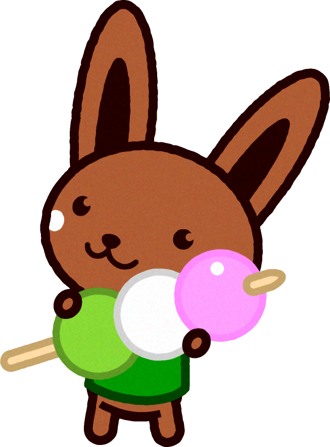 花見団子を持つ野ウサギのイラスト