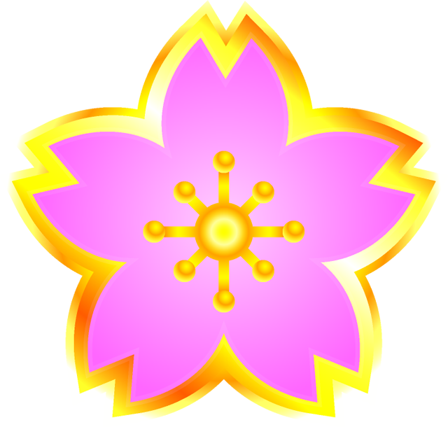 桜の花イラスト/縁が金色