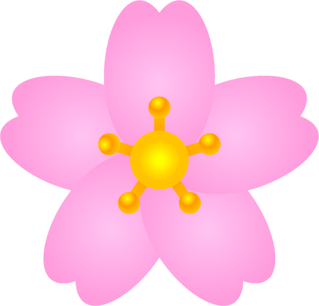 桜の花イラスト/花びらが丸い・グラデーション