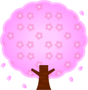 桜の木イラスト/花びらが散る