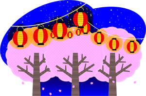 桜と提灯のイラスト
