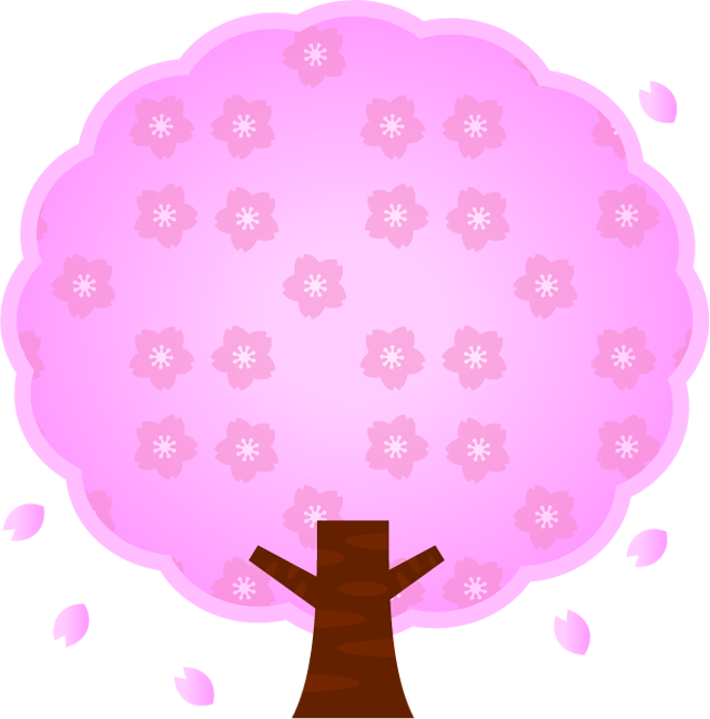 桜の木イラスト/花びらが散る