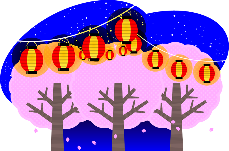 桜と提灯のイラスト