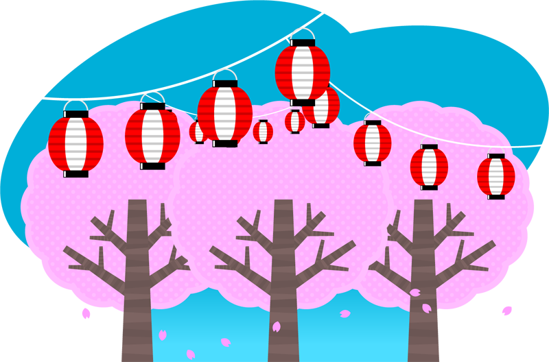 桜と提灯のイラスト
