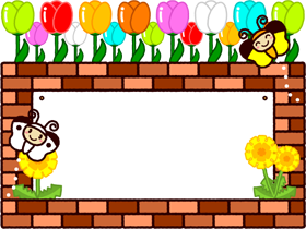 チューリップと蝶のフレームイラスト