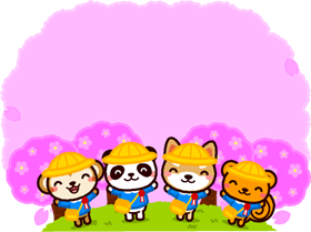 桜と入園式の動物たちのフレームイラスト2