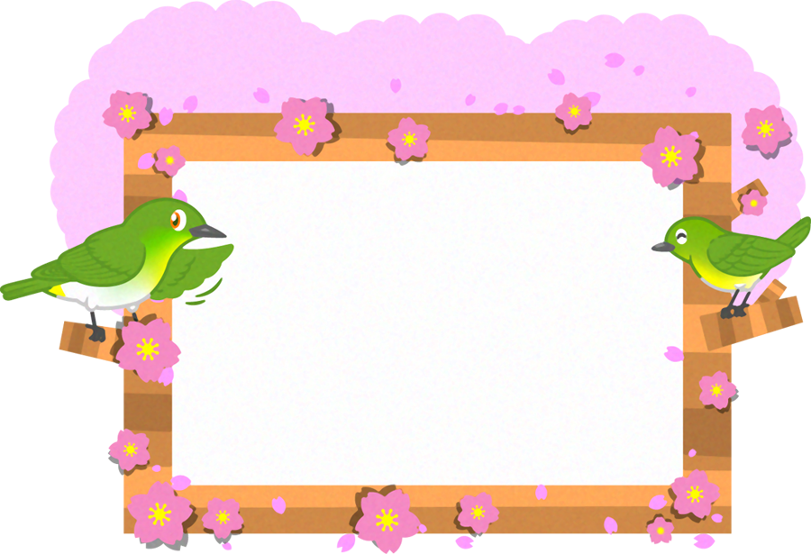 桜とメジロのフレームイラスト