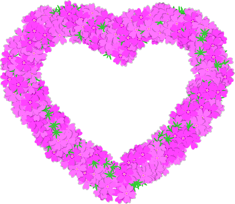 芝桜のフレームイラスト/ハート