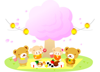 桜、花見のイラスト