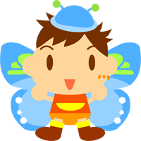 チョウチョの男の子イラスト/水色