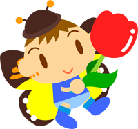 チューリップを持ったチョウチョの男の子イラスト