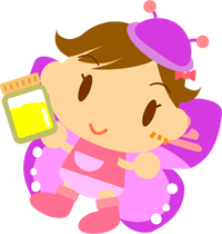 蜜を持ったチョウチョの女の子イラスト