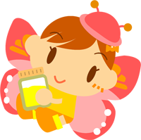 黄色の蜜を抱えるチョウチョの女の子イラスト