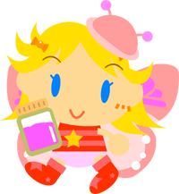 ピンク色の蜜を持ったチョウチョの女の子イラスト