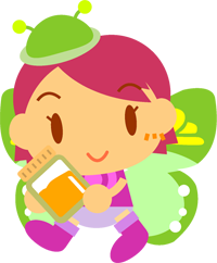 オレンジ色の蜜を持ったチョウチョの女の子イラスト