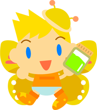 黄緑色の蜜を持ったチョウチョの男の子イラスト