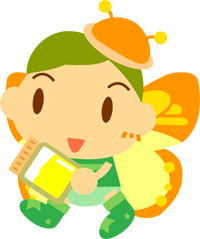 黄色の蜜を持ったチョウチョの男の子イラスト