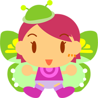 チョウチョの女の子イラスト/黄緑