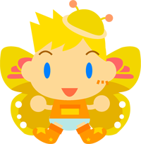 チョウチョの男の子イラスト/濃い黄色