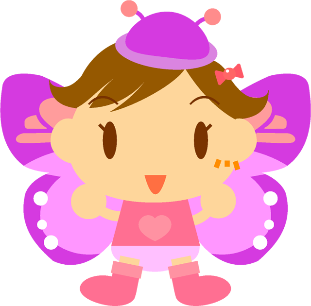 チョウチョの女の子イラスト/ピンク