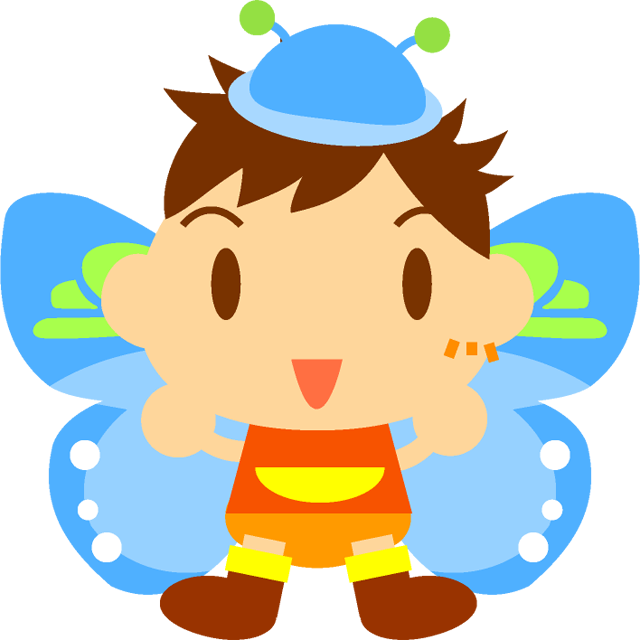 チョウチョの男の子イラスト/水色