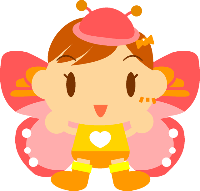 チョウチョの女の子イラスト/朱色