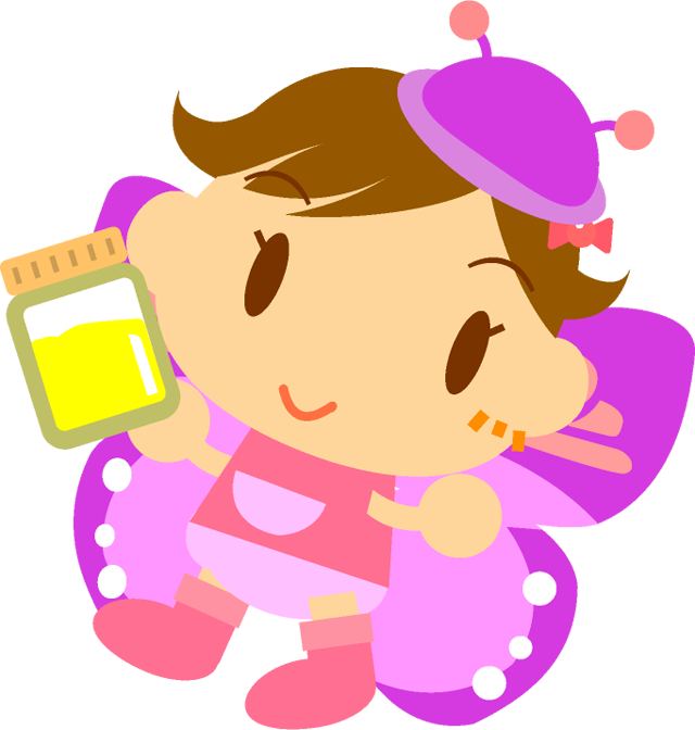 蜜を持ったチョウチョの女の子イラスト