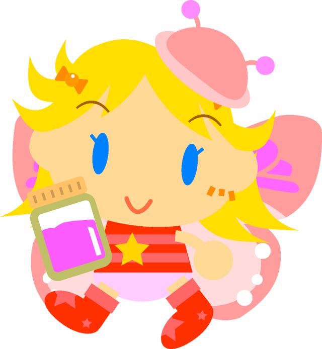 ピンク色の蜜を持ったチョウチョの女の子イラスト