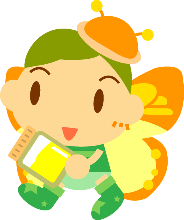 黄色の蜜を持ったチョウチョの男の子イラスト