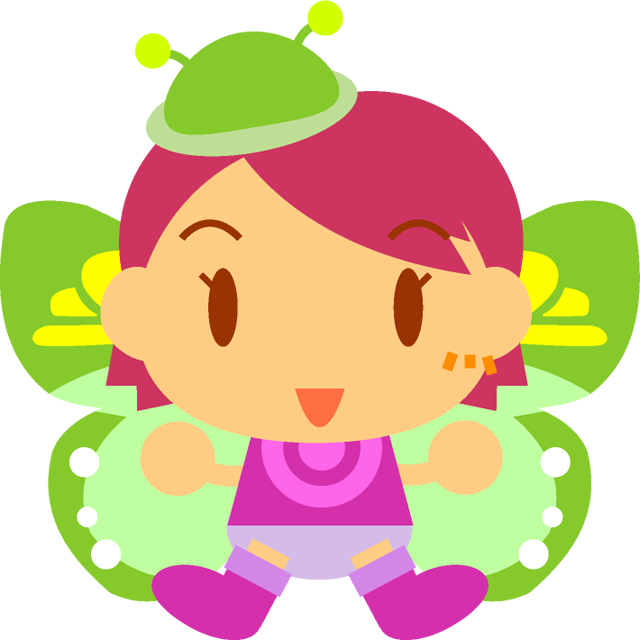 チョウチョの女の子イラスト/黄緑