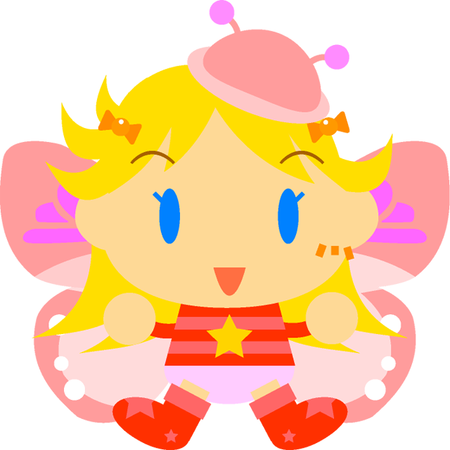 チョウチョの女の子イラスト/薄いピンク