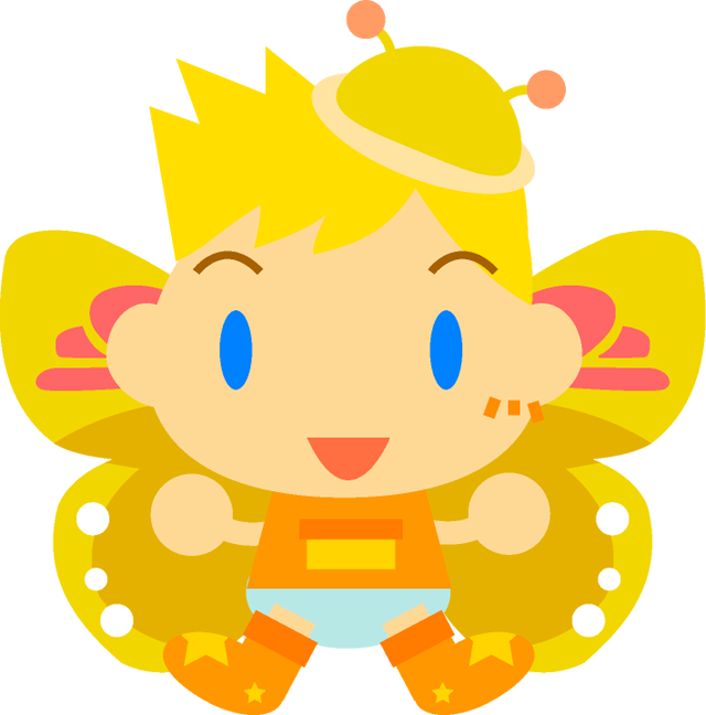チョウチョの男の子イラスト/濃い黄色