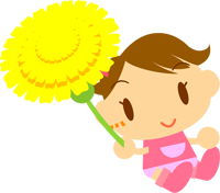 タンポポを持つ女の子イラスト